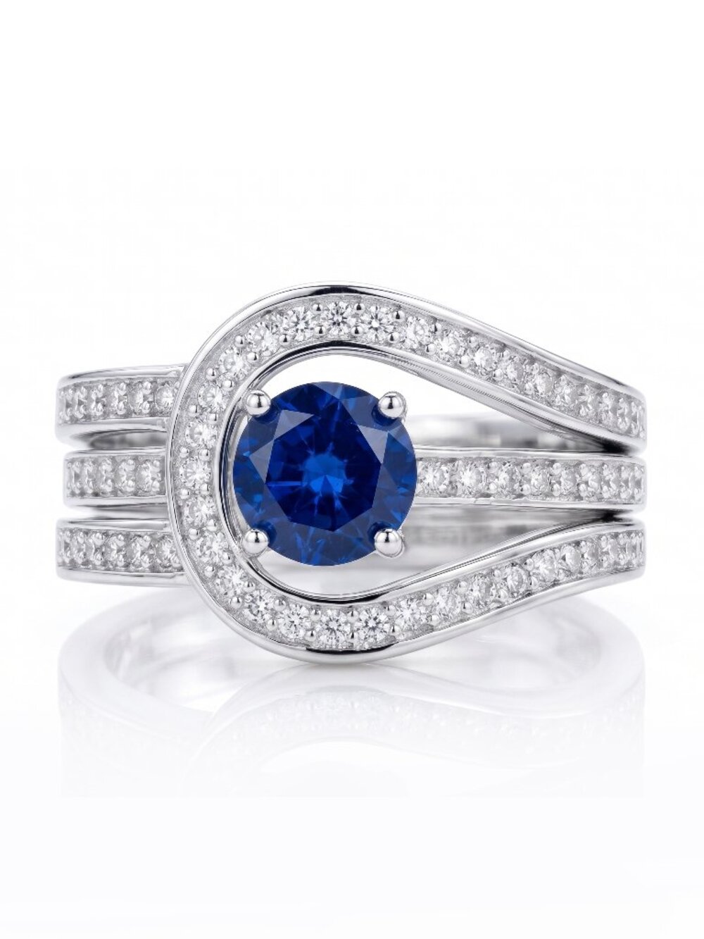 Blue Sapphire Gemstone ring, size 7, 925 Sterling Silver Charmed Aroma